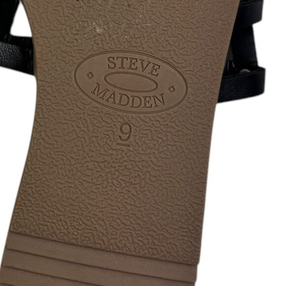 Steve Madden Beil Black With Gold Studs Caged Flat Sandals Women's Size 9 - Picture 5 of 5